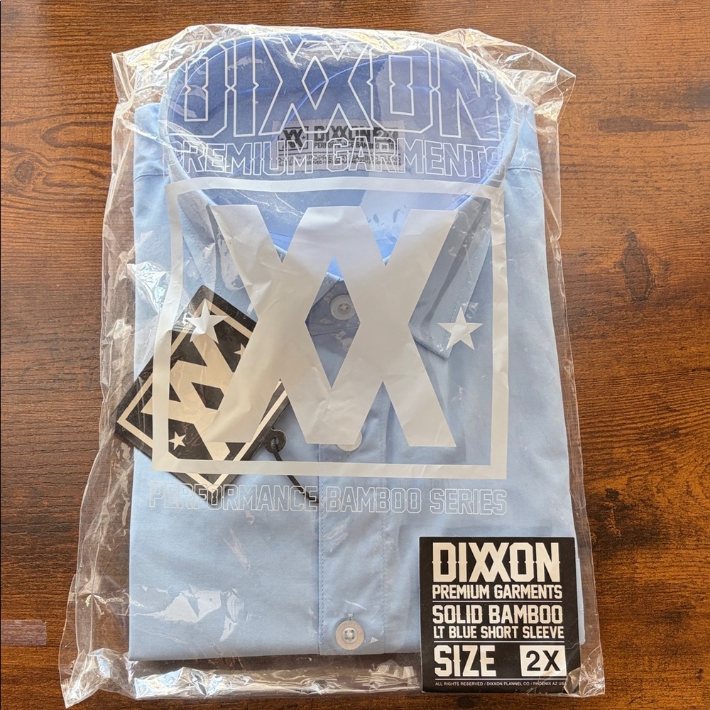 Dixxon Premium Garments Solid Bamboo Light Blue Short Sleeve Shirt - 2X